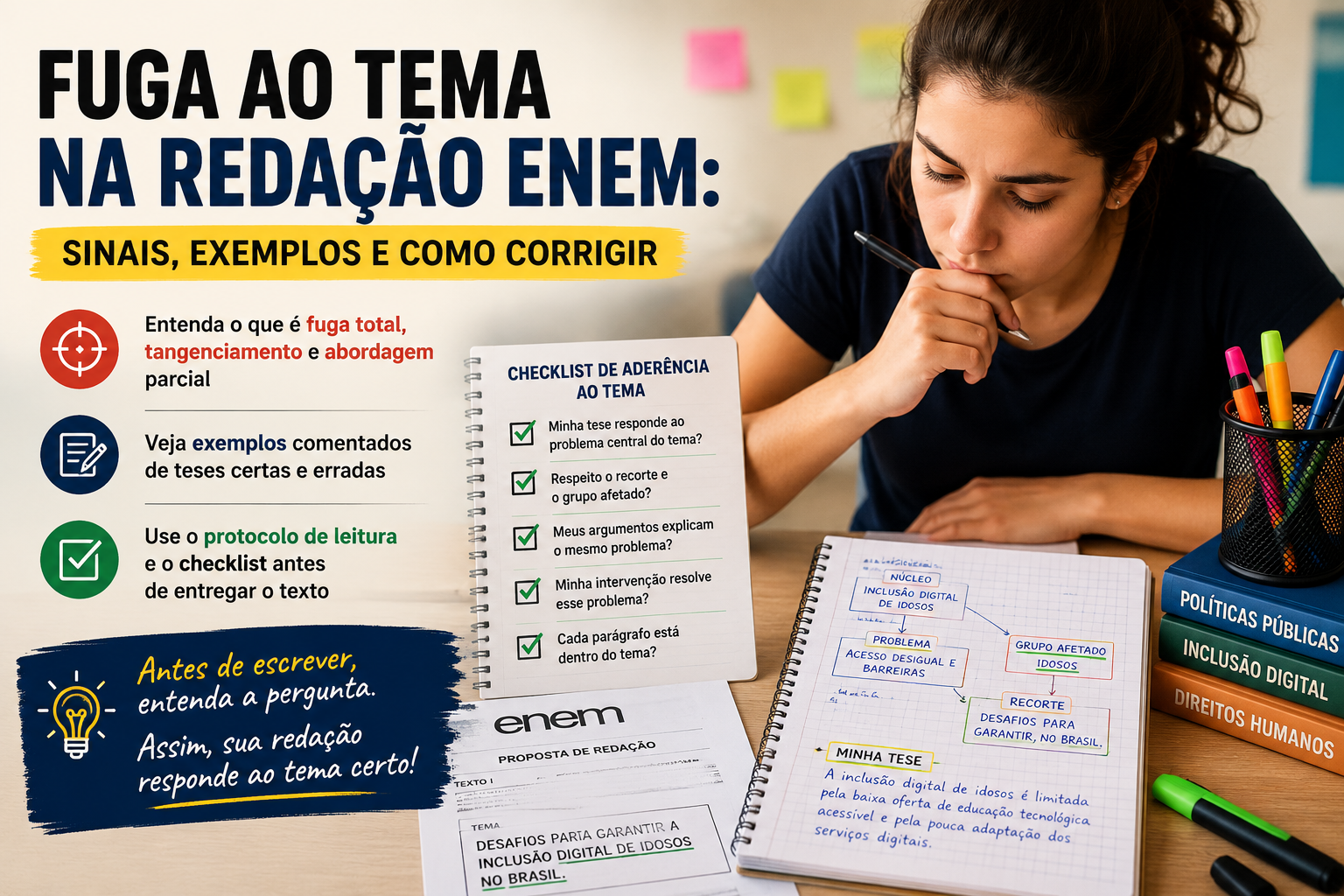 Fuga ao Tema na Redação ENEM: Sinais, Exemplos e Como Corrigir