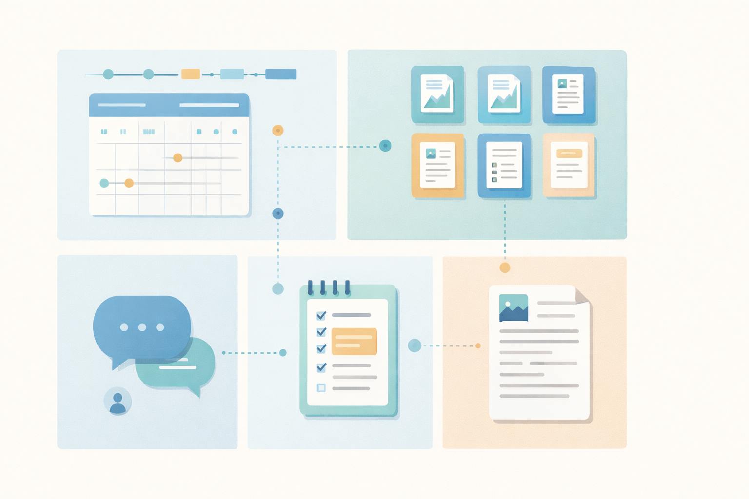 Workspace organizado no Notion com seções de cronograma, referências e fichamentos para TCC